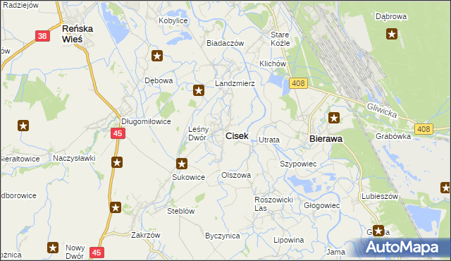 mapa Cisek, Cisek na mapie Targeo