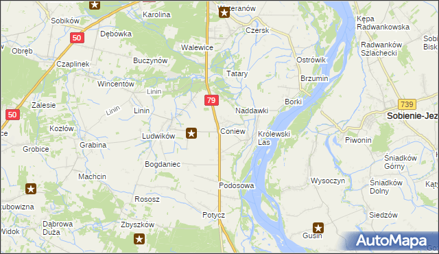 mapa Coniew, Coniew na mapie Targeo