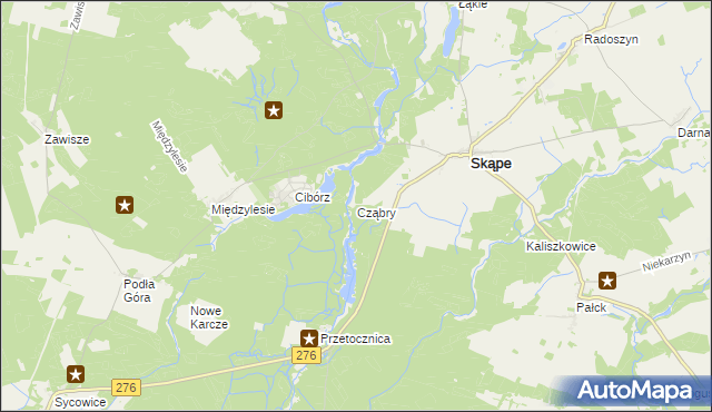 mapa Cząbry, Cząbry na mapie Targeo