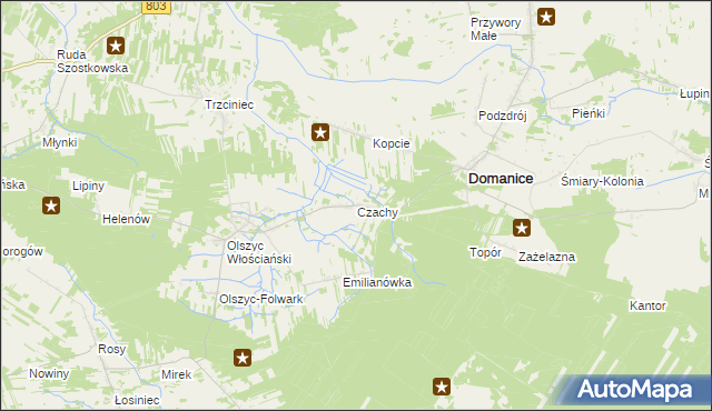 mapa Czachy gmina Domanice, Czachy gmina Domanice na mapie Targeo