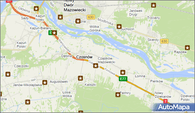 mapa Cząstków Mazowiecki, Cząstków Mazowiecki na mapie Targeo