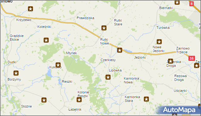 mapa Czerkiesy gmina Augustów, Czerkiesy gmina Augustów na mapie Targeo