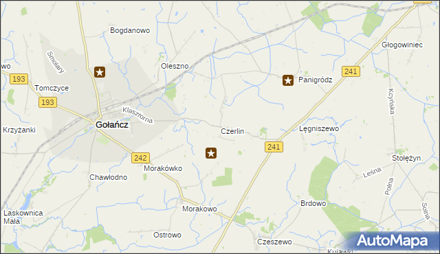 mapa Czerlin gmina Gołańcz, Czerlin gmina Gołańcz na mapie Targeo