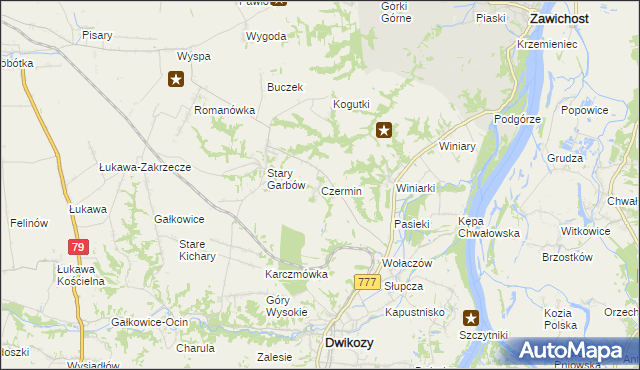 mapa Czermin gmina Dwikozy, Czermin gmina Dwikozy na mapie Targeo