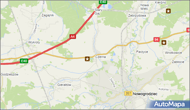 mapa Czerna gmina Nowogrodziec, Czerna gmina Nowogrodziec na mapie Targeo