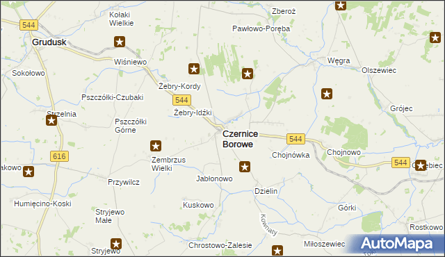 mapa Czernice Borowe, Czernice Borowe na mapie Targeo