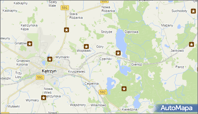 mapa Czerniki gmina Kętrzyn, Czerniki gmina Kętrzyn na mapie Targeo