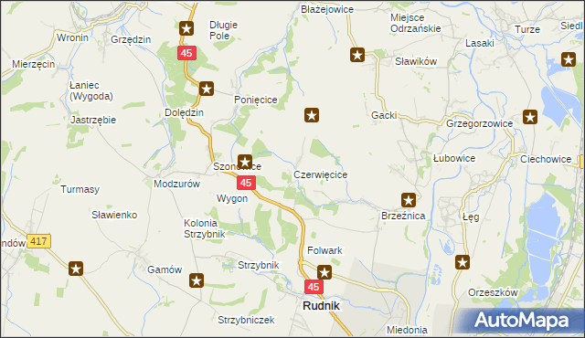 mapa Czerwięcice, Czerwięcice na mapie Targeo
