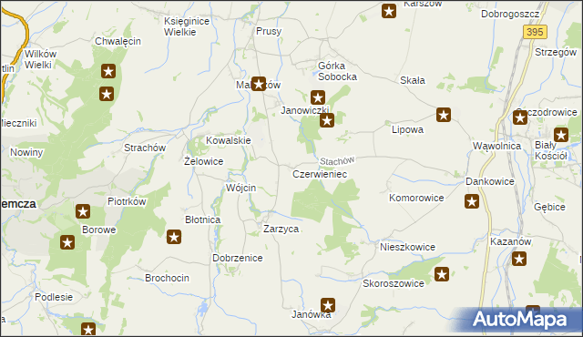 mapa Czerwieniec gmina Kondratowice, Czerwieniec gmina Kondratowice na mapie Targeo