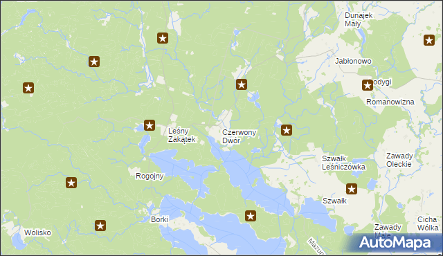 mapa Czerwony Dwór gmina Kowale Oleckie, Czerwony Dwór gmina Kowale Oleckie na mapie Targeo