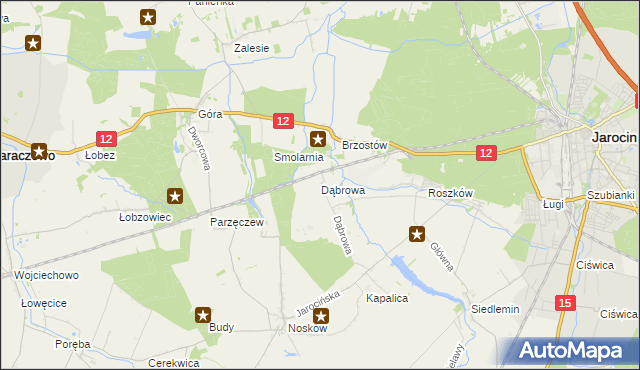 mapa Dąbrowa gmina Jarocin, Dąbrowa gmina Jarocin na mapie Targeo