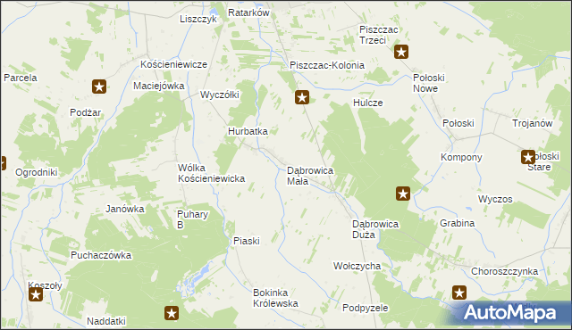 mapa Dąbrowica Mała, Dąbrowica Mała na mapie Targeo