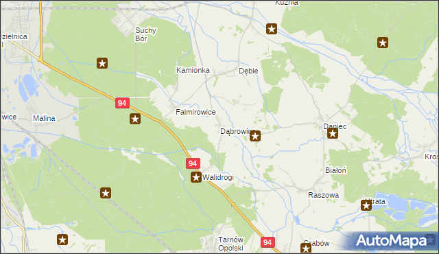 mapa Dąbrowice gmina Chrząstowice, Dąbrowice gmina Chrząstowice na mapie Targeo