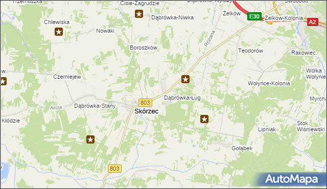 mapa Dąbrówka-Ług, Dąbrówka-Ług na mapie Targeo