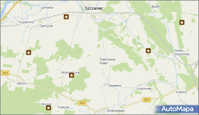 mapa Dąbrówka Mała gmina Szczaniec, Dąbrówka Mała gmina Szczaniec na mapie Targeo