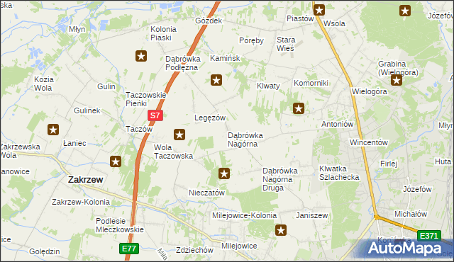 mapa Dąbrówka Nagórna, Dąbrówka Nagórna na mapie Targeo