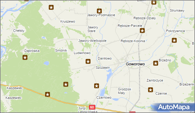 mapa Daniłowo gmina Goworowo, Daniłowo gmina Goworowo na mapie Targeo