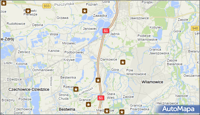 mapa Dankowice gmina Wilamowice, Dankowice gmina Wilamowice na mapie Targeo