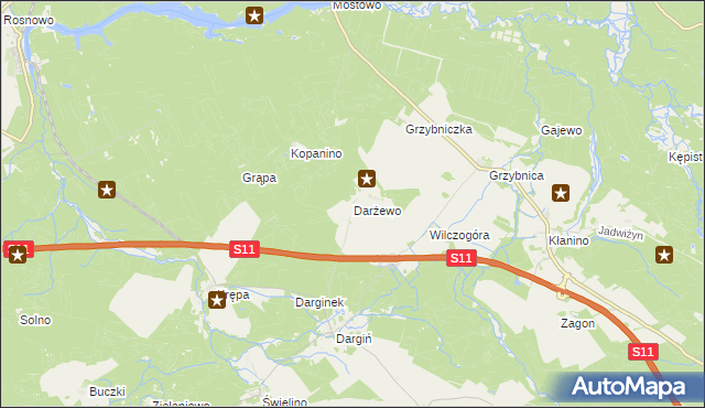 mapa Darżewo gmina Bobolice, Darżewo gmina Bobolice na mapie Targeo