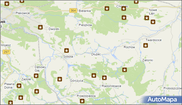 mapa Dłużec gmina Lwówek Śląski, Dłużec gmina Lwówek Śląski na mapie Targeo