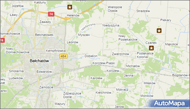 mapa Dobiecin Osada, Dobiecin Osada na mapie Targeo