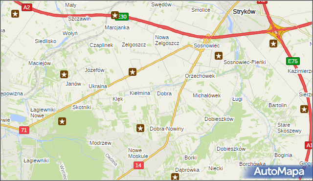 mapa Dobra gmina Stryków, Dobra gmina Stryków na mapie Targeo