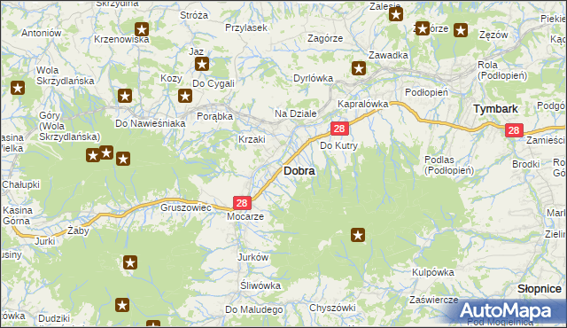 mapa Dobra powiat limanowski, Dobra powiat limanowski na mapie Targeo