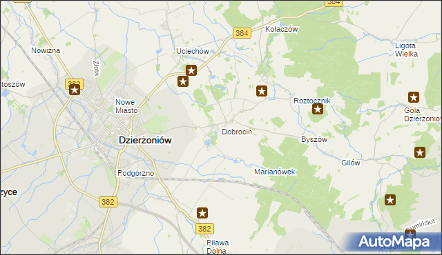 mapa Dobrocin gmina Dzierżoniów, Dobrocin gmina Dzierżoniów na mapie Targeo
