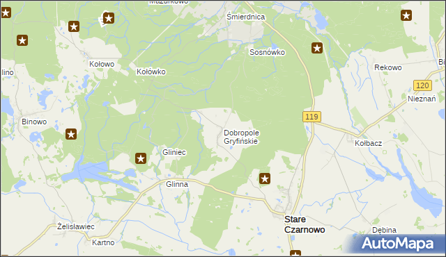 mapa Dobropole Gryfińskie, Dobropole Gryfińskie na mapie Targeo