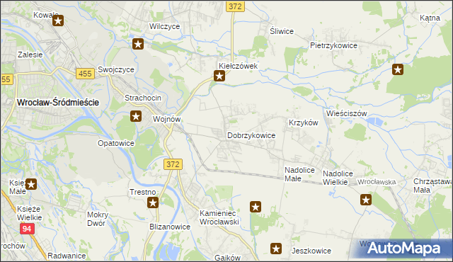 mapa Dobrzykowice, Dobrzykowice na mapie Targeo