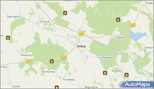 mapa Dolice powiat stargardzki, Dolice powiat stargardzki na mapie Targeo