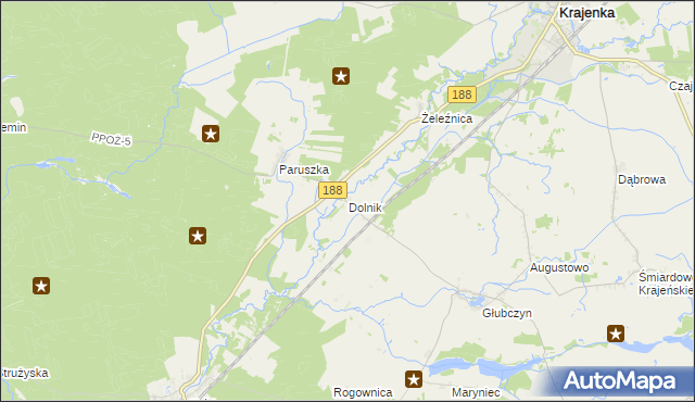 mapa Dolnik gmina Krajenka, Dolnik gmina Krajenka na mapie Targeo