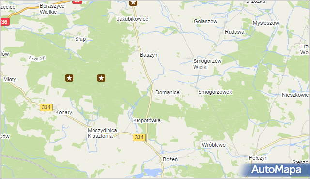 mapa Domanice gmina Wińsko, Domanice gmina Wińsko na mapie Targeo