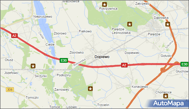 mapa Dopiewo, Dopiewo na mapie Targeo