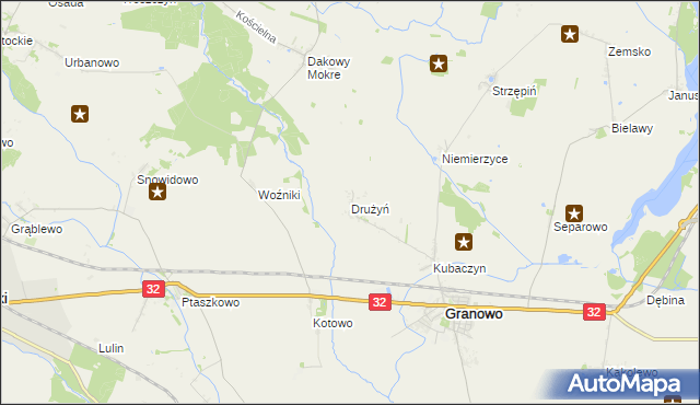 mapa Drużyń, Drużyń na mapie Targeo