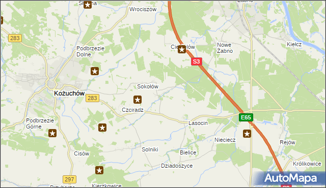 mapa Drwalewice gmina Kożuchów, Drwalewice gmina Kożuchów na mapie Targeo