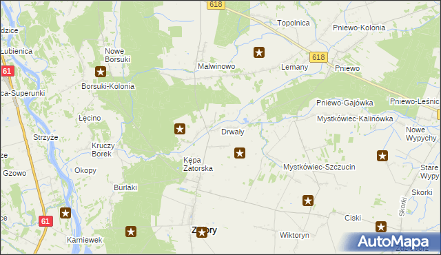 mapa Drwały gmina Zatory, Drwały gmina Zatory na mapie Targeo