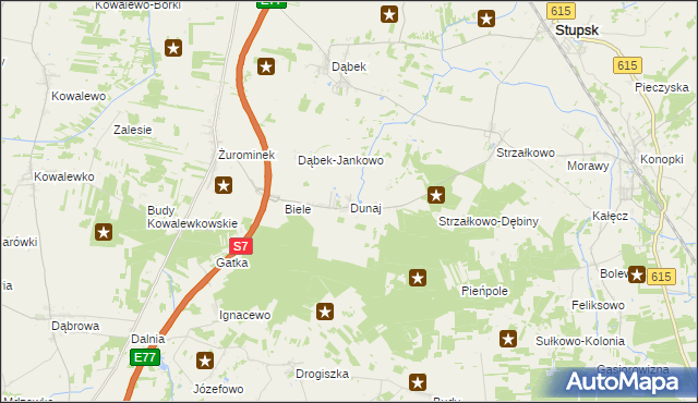 mapa Dunaj gmina Stupsk, Dunaj gmina Stupsk na mapie Targeo