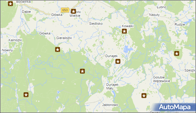 mapa Dunajek gmina Kowale Oleckie, Dunajek gmina Kowale Oleckie na mapie Targeo