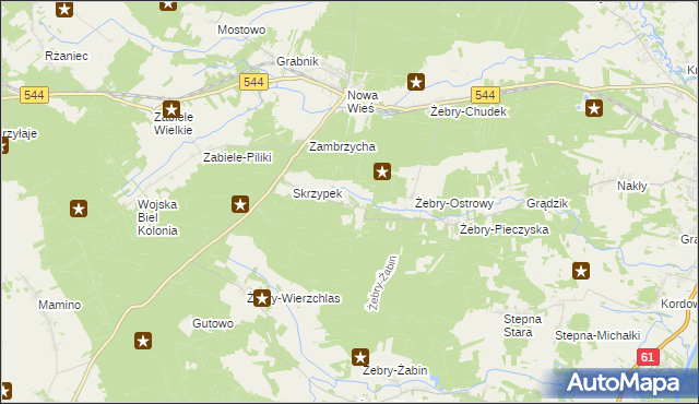 mapa Działyń gmina Olszewo-Borki, Działyń gmina Olszewo-Borki na mapie Targeo
