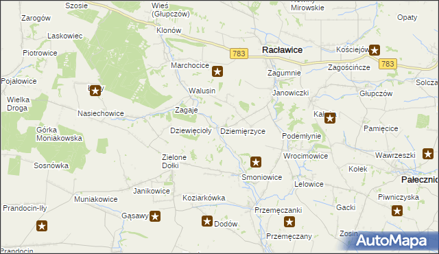 mapa Dziemięrzyce, Dziemięrzyce na mapie Targeo