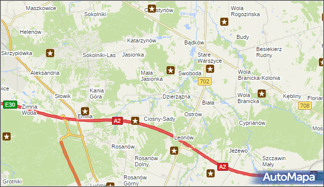 mapa Dzierżązna gmina Zgierz, Dzierżązna gmina Zgierz na mapie Targeo