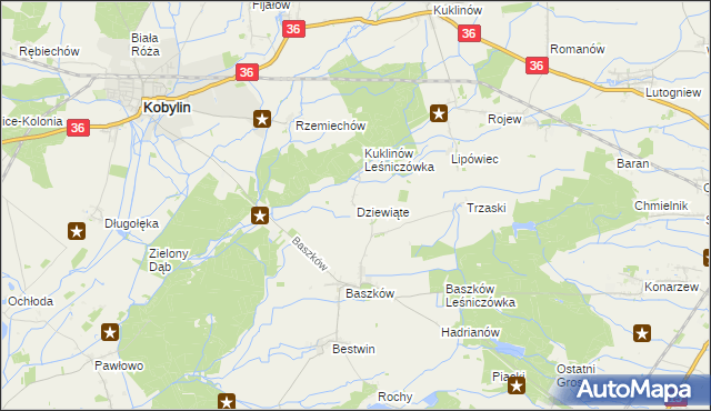 mapa Dziewiąte, Dziewiąte na mapie Targeo