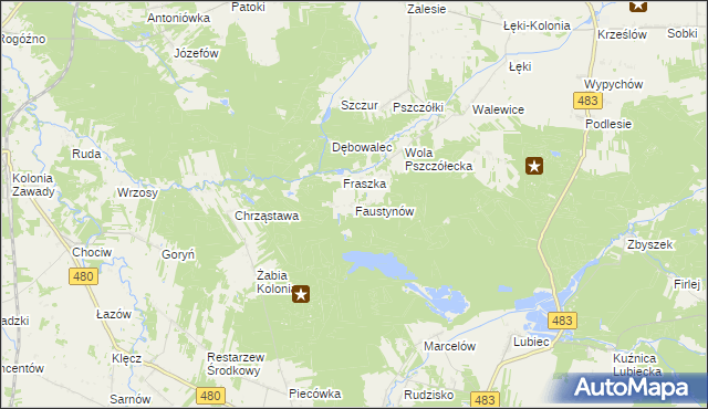 mapa Faustynów, Faustynów na mapie Targeo