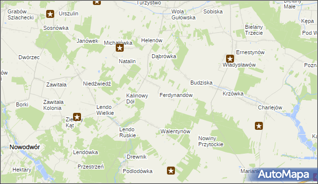mapa Ferdynandów gmina Adamów, Ferdynandów gmina Adamów na mapie Targeo