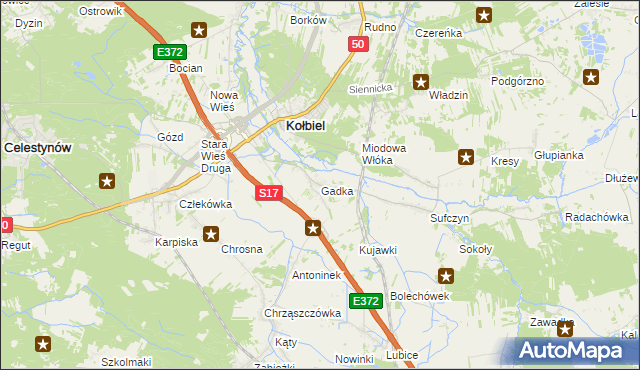 mapa Gadka gmina Kołbiel, Gadka gmina Kołbiel na mapie Targeo