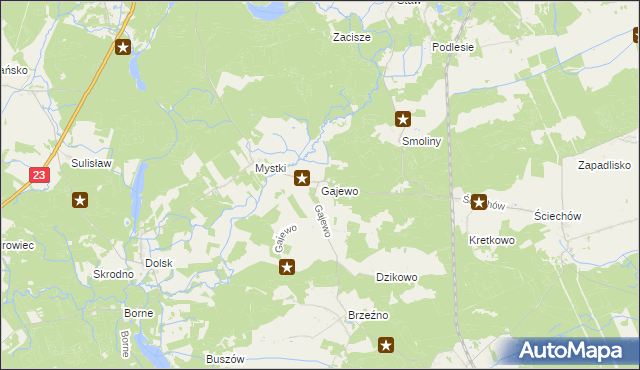 mapa Gajewo gmina Lubiszyn, Gajewo gmina Lubiszyn na mapie Targeo