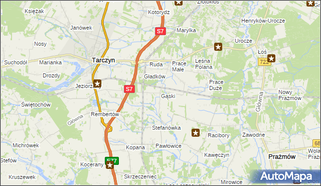 mapa Gąski gmina Tarczyn, Gąski gmina Tarczyn na mapie Targeo