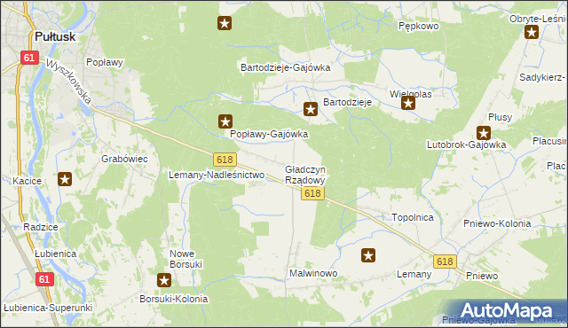 mapa Gładczyn Rządowy, Gładczyn Rządowy na mapie Targeo