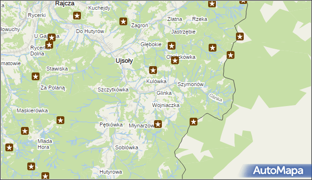 mapa Glinka gmina Ujsoły, Glinka gmina Ujsoły na mapie Targeo